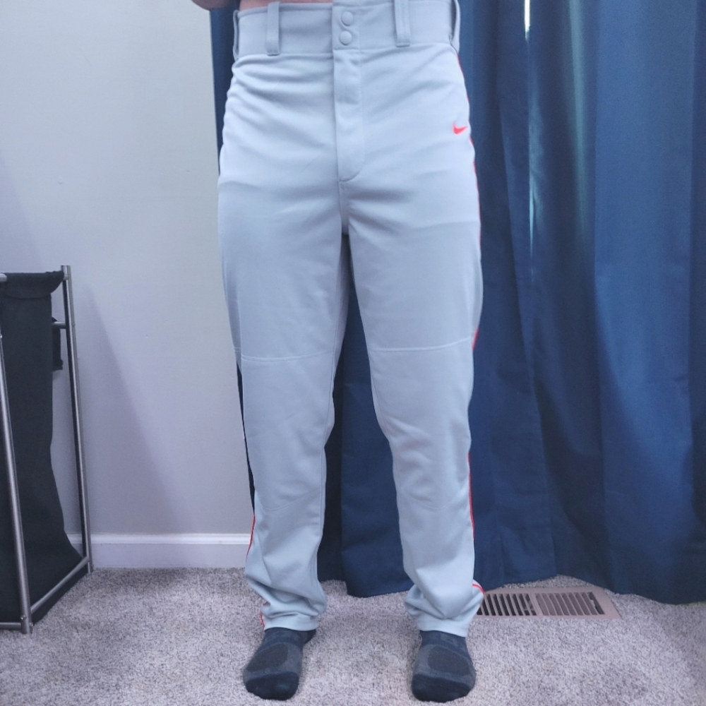 Nike Gray Dri fit baseball pant( red stripe)